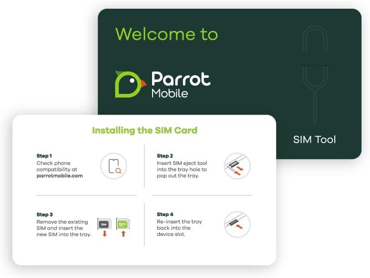 Welcome Card of the Parrot Mobile SIM Card Kit